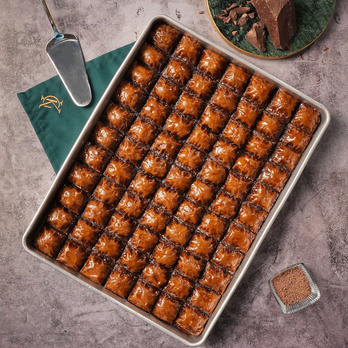 Chocolate Baklava on a Tray