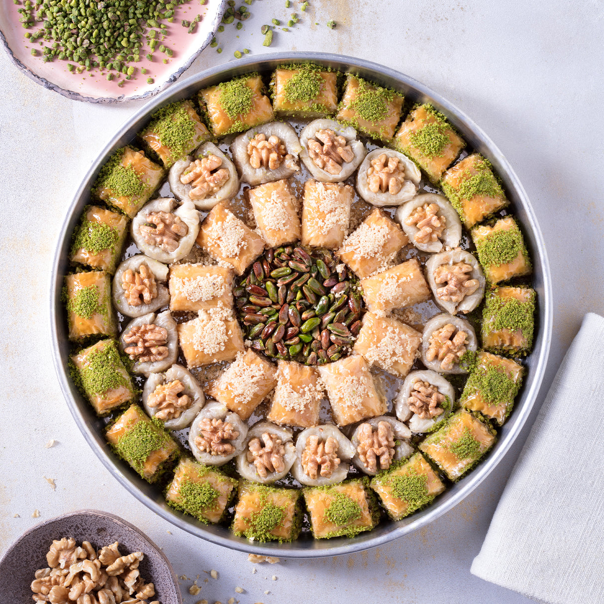 Baklava with Special Pistachio Walnut in Tray