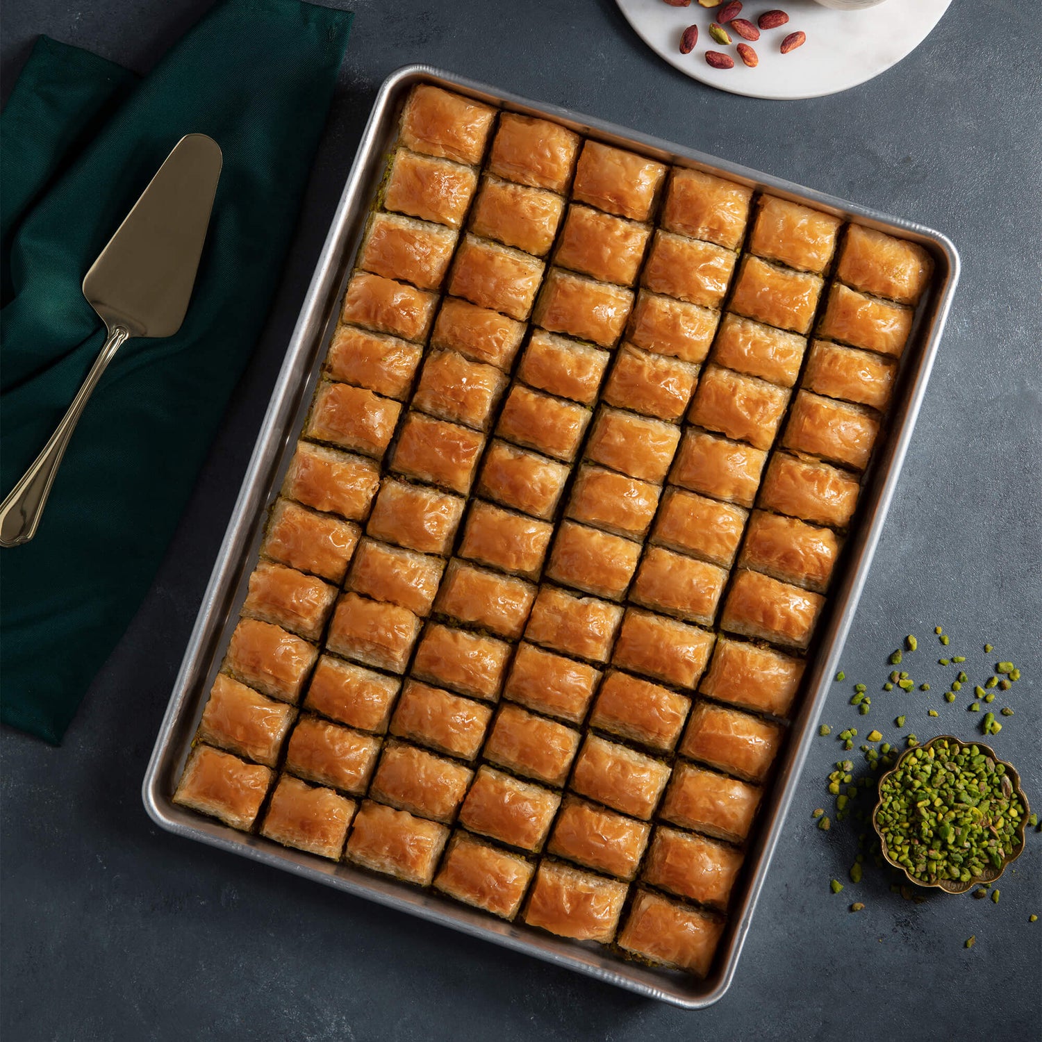 Baklava with Pistachio in Tray