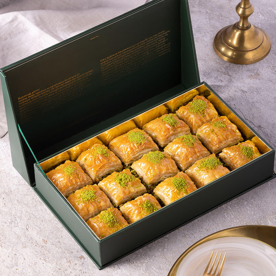 Pistachio Square Baklava in Special Box